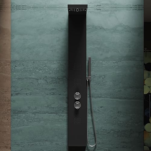 TACO Mizar Colonna Doccia Multifunzione Acciao, Pannello in Acciaio Inox 304, Miscelatore Termostatico con Deviatore 4 Funzioni - Honorern