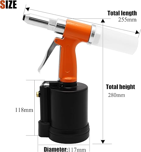 Newtry pneumatico e idraulico a doppia alimentazione Rivet dado Gun Air Riveter Heavy Duty industria Riveting Tool kit per rivetti in alluminio/ferro/acciaio INOX - Honorern