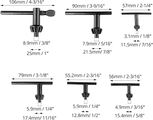 QWORK Set di 6 chiavi per mandrino per trapano, per mandrini da 4/6/10/13/16/20 mm - Honorern