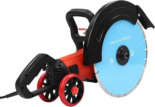 Sega elettrica da 4000 W, 220 V, con lama da 350 mm, profondità di taglio 135 mm, motore in rame puro, 3000 giri/min, per il taglio di pietra, cemento, granito, ecc. (blu) - Honorern