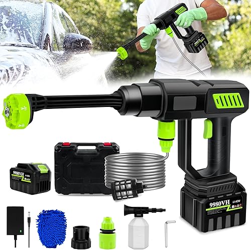 LanBlu Idropulitrice a Batteria per Auto, 980 PSI Idropulitrice Portatile con Ugello Regolabile 6-in-1, 18000mAh Mini Idropulitrice Professionale, Senza Fili Idropulitrice per Condizionatori Casa Auto - Honorern