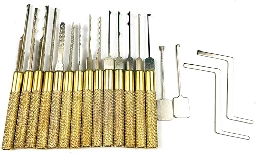 TPM Go 18 strumenti per grimaldelli con manico rotondo, Oro, per serratura della porta del Regno Unito rapidamente - Honorern