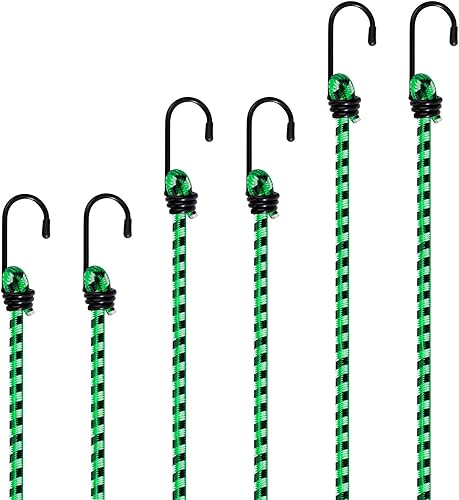 Cavi Elastici,Corde Elastiche Lunghezze Assortite con Ganci Per Bicicletta Campeggio Fissaggio Bagagli 6 pack 60cm 80cm 100cm - Honorern
