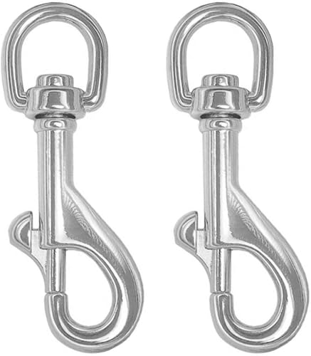 Moschettone Acciaio Inox, Set di 2 Moschettoni Girevoli per Collare del Cane, Moschettone in Acciaio, Moschettone con Testa Girevole - Honorern