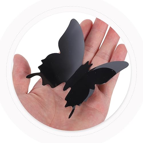 24 Pz Adesivo Murale Farfalla Nera Mestiere Di Farfalla Decorazione Murale Farfalla PVC 3D Decalcomanie Da Muro Per La Camera Da Letto Adesivi Adesivi Murali Farfalla 3d Black - Honorern