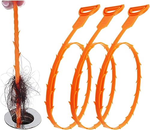 Forlivese Stura Lavandini e Scarichi da 25 Pollici, Spirale per Pulizia Tubi Riutilizzabile, Bastoncini per Pulizia Scarichi da 63,5 cm, Ganci per Pulizia Scarichi (3 Pezzi) - Honorern