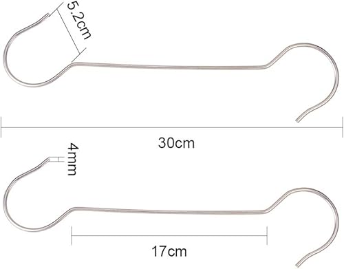 Ganci da appendere a forma di S da 30 cm, misura grande, in acciaio inox, per utensili da cucina, pentole, utensili, piante, asciugamani, attrezzi da giardinaggio, vestiti, pacco da 10 pezzi - Honorern