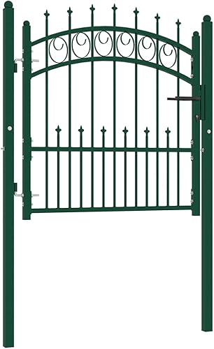 Cancello per Recinzione con Punte in Acciaio 100x100 cm Verde (14,75KG) - Honorern