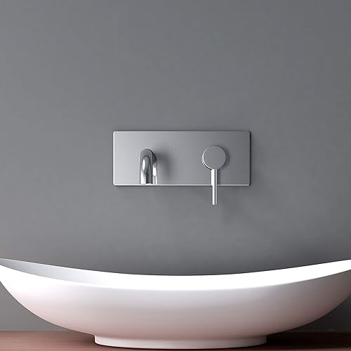 Mai & Mai Miscelatore per Lavabo a Muro, Rubinetto Lavabo a Parete per bagno WA112 con Corpo a Incasso (Argento) - Honorern