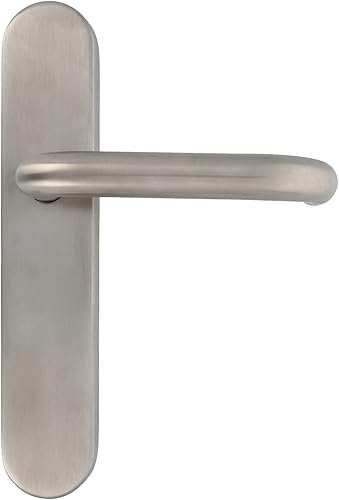 Amig - Set di maniglie con piastra per porte | Mod. 3PXB85 | 139 x Ø19 mm | Quadretto da 8 mm | Design elegante e semplice | Acciaio inossidabile 18/8 argento opaco - Honorern