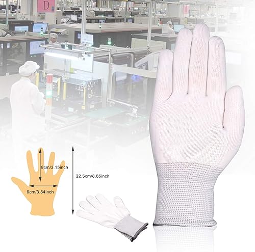 Ehdis 6 Paia Nylon Guanti di Montaggio Antiscivolo Senza Cuciture, Guanti da Lavoro per riparazioni, Industria automobilistica, finissaggio, Assistenza Auto, Officina - Honorern