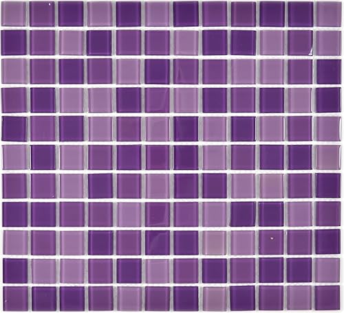 Piastrelle a mosaico, traslucide, in vetro di colore viola, per pareti, bagno, doccia, cucina, specchio, rivestimento, vasca da bagno, mosaico - Honorern