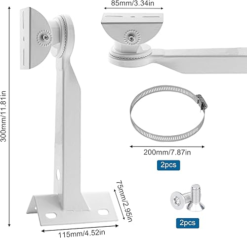 Supporto per asta: clip per telecamera di sorveglianza con 2 passanti regolabili, montaggio in metallo, supporto angolare verticale, supporto per fotocamera ad anello per telecamere CCTV - Honorern