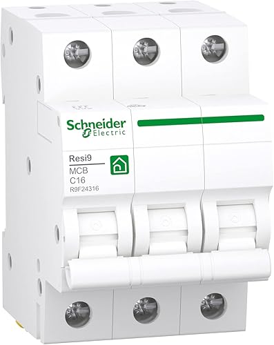 Schneider Electric R9F24316 Interruttore Automatico Resi9 3P C16A caratteristico 6kA, Bianco - Honorern