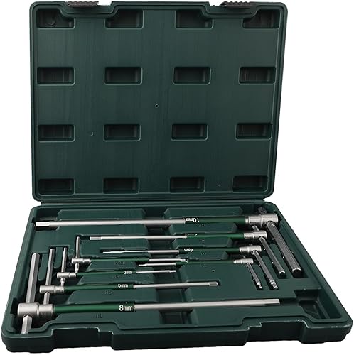 Set di chiavi a forma di T, 8 pezzi, ad alta velocità, esagonale, con asta scorrevole, estensione, kit di chiavi multiuso in acciaio inox - Honorern