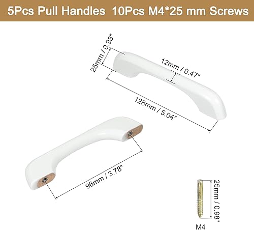 5pz Maniglie per Cassetti in Legno Set 96mm/3,78' Foro Spaziatura Manopole Mobili Cucina Legno Faggio Maniglia Mobili Comò Bianco - Honorern