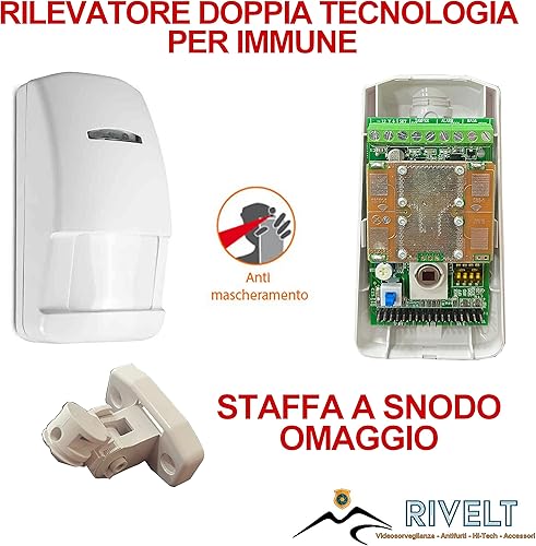 Rilevatore di movimento Sensore doppia tecnologia pet immume anti mascheramento portata 15 metri - Honorern