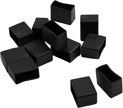 Set di 12 Tappi Rettangolari in PVC per Gambe di Sedie, Mobili, Protezione Antigraffio per Pavimenti, Set di Coperture per Tavolo, Colore Nero (40 x 60 mm) - Honorern
