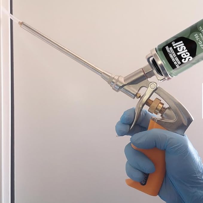 Kit Pistola per Schiuma Poliuretanica Modello Professionale in Acciaio con Otturatore in Ottone Applicatore Preciso e Resistente e Bomboletta di Schiuma Poliuretanica - Honorern