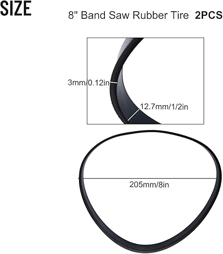 2 anelli in gomma per sega a nastro per la lavorazione del legno, ruota di scorrimento per ruote da 20-35 cm, accessorio di ricambio per cinghia di trazione (per 25,4 cm) - Honorern