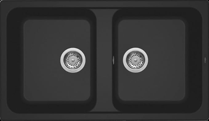 ELLECI LG245040 - Lavello da Cucina 2 Vasche, 86x50 cm, Nero 40 - Honorern