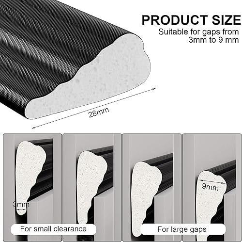 MeYuxg Guarnizione a Spazzola,10m(L)*9mm(W)*9mm(H),Guarnizione a Spazzola Autoadesiva per Tapparelle,Porte Scorrevoli e Armadi per Protezione da Insetti, Polvere e Isolamento Acustico(Grigio) - Honorern