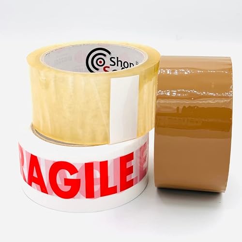 Shop SoftAir® Nastro Adesivo Rotoli da Imballaggio 50x66m Metri Marrone Trasparente Fragile per Dispenser Pistola in Kit a Scelta (N. 1 Dispenser Pistola da Imballaggio) - Honorern