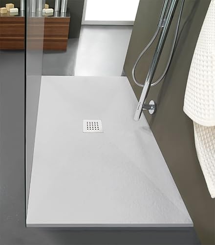 Piatto Doccia 80x140 marmoresina Effetto Pietra Altezza 2,5cm tagliabile piletta Inclusa - Honorern