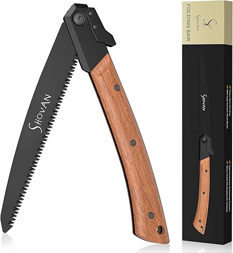 Seghetto per Legno 21 cm, Sega a Mano con Lama in Acciaio al Carbonio SK5, Blocco di Sicurezza in Metallo, Manico in Legno di Sapele – Seghetto Potatura per Giardino, Fai-da-te & Esterno - Honorern