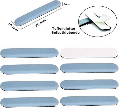 Goodway 16 feltrini per mobili, 15 x 75 mm, autoadesivi, protezioni per pavimenti, feltrini in PTFE, feltrini in teflon - Honorern