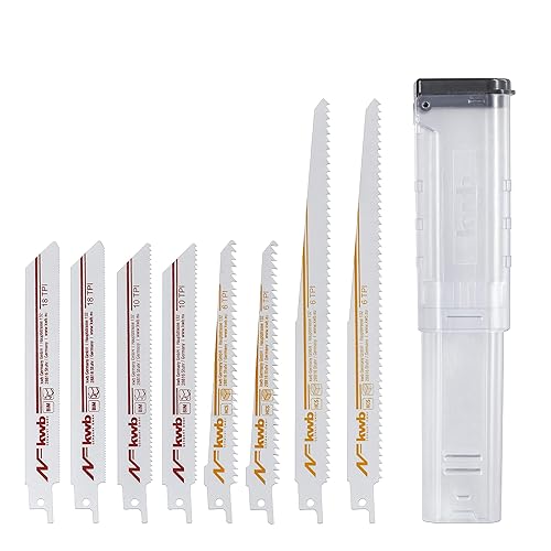 kwb Set di lame per sega alternativa da 8 pezzi per legno e metallo - Con scatola di immagazzinamento - Adatto per code di volpe elettriche - Honorern