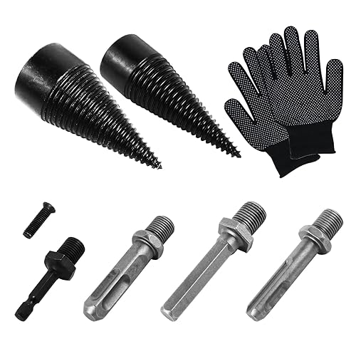 Set di punte per legna da ardere, 42 mm e 32 mm, acciaio al carbonio di alta qualità, con manici e guanti, compatibili con la maggior parte dei trapani - Honorern