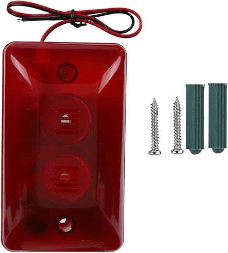 Sirena Stroboscopica Cablata 12V 15W - Allarme Sonoro Stroboscopio Lampeggiante a Luce Rossa per Hotel di Casa - Honorern