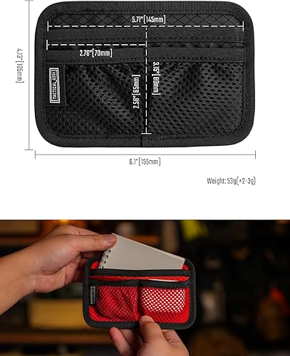 TACTICAL GEEK TCM3 Mini EDC Organizer Board, Accessori Zaino Con Tasca Aperta & Tasca A Rete, Pannello Inserimento Borsa Utility Con Gancio E Passante Modulare Per Uso Quotidiano, Rosso - Honorern