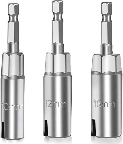 3 pezzi Cacciavite per Dadi Gambo Esagonale, 10mm&12mm&16mm Giraviti per dado ad aletta, dadi esagonali da 1/4 ', 1/4 pollice chiavi a bussola esagonali Acciaio - Honorern