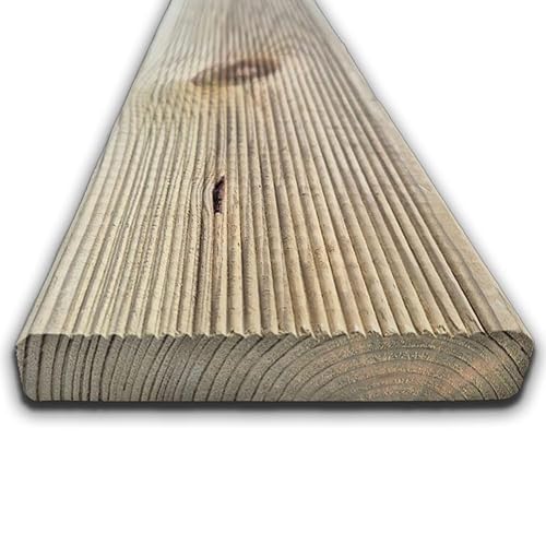 Pavimento esterno in legno da 300 cm, Listone decking zigrinato sezione 14,5x2,7 cm, in pino impregnato classe IV - per pavimentazioni, rivestimenti, piscina giardino, esterno - Honorern