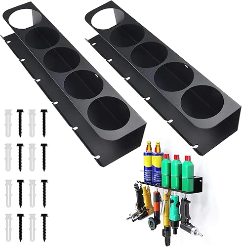 JAOGAUS 2 Porta Bombolette Spray, 2 Portabottiglie Spray per Montaggio A Parete, Organizer per Bombolette Spray In Acciaio Multiuso, Organizer per Utensili Elettrici per Garage Negozio E Casa - Honorern