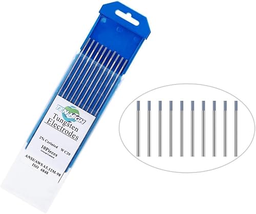 TEN-HIGH Elettrodi in tungsteno TIG, 2% di cerium, WC20 (grigio), 2,4 mm x 150 mm di 10 pezzi per confezione - Honorern