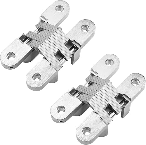 QWORK® 4 Pack Cerniera nascosta, cerniera a croce per mobili hardware pieghevole porta, 95mm, portante: 40 kg - Honorern