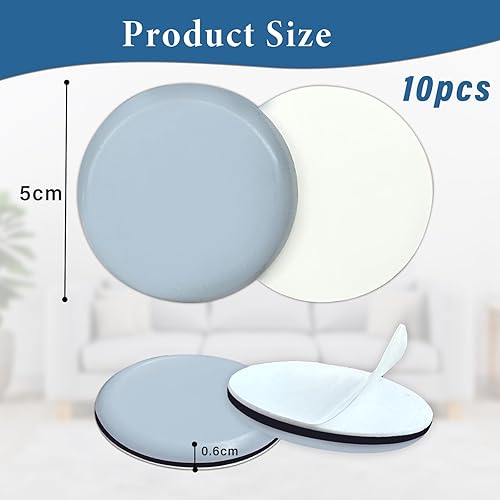 10 X Scivoli adesivi per mobili Ø 50 mm, PTFE Teflon Quadrato Autoadesivi, Piedini per mobili professionali in Teflon autoadesivi per mobili in teflon Guide professionali/Guide in PTFE - Honorern