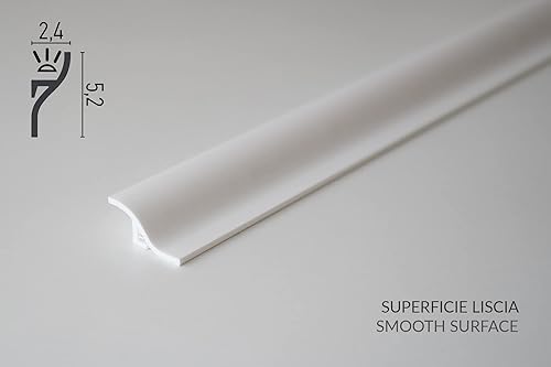 Cornici velette per led a soffitto e parete (4 o 10 metri lineari - KH906), per illuminazione indiretta con le strisce led | decorative, prefabbricate in duropolimero (4 metri) - Honorern