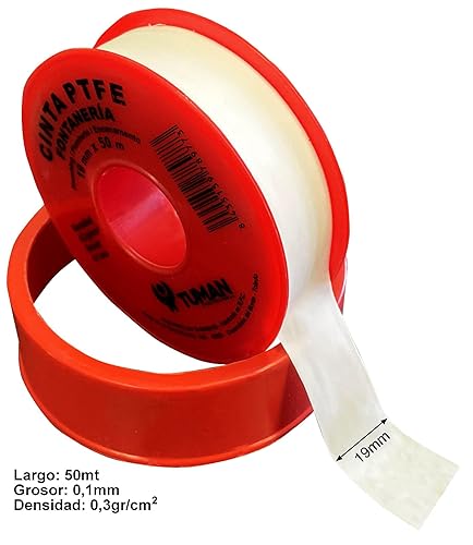 10 rotoli di nastro in teflon per impianti idraulici da 19 mmx0,1 mmx50 metri da 0,3 gr cm2 PTFE per sigillare filetti, tuberie. - Honorern