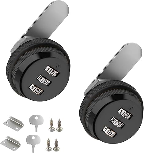 2 Pezzi Serratura a Camma con Combinazione, Cifre Serratura Armadietto Password Serratura, Serratura a Combinazione per Cassetti, per Cassetta del Cassetto del Cabinetto (Nero) - Honorern