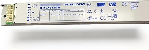 QTi 2x58/220-240 DIM 1-10V Alimentatore elettronico, Ballast Fluorescente Twin 2x58W T8 EVG - Honorern