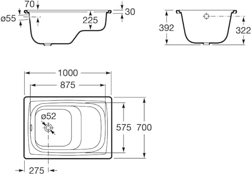 Roca A213100001-Bañaseo Contesa bianco vasca da bagno in acrilico-Vasca da bagno in acciaio-Contesa-Bañaseo-100 x 70 cm - Honorern