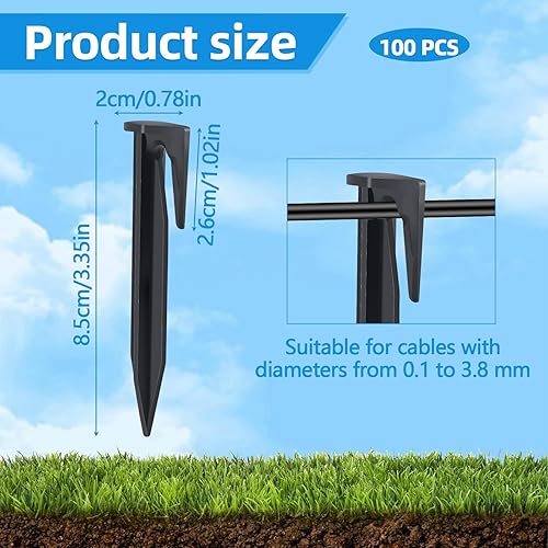 100 Pezzi Picchetti per Robot Tagliaerba, fissaggio per robot tosaerba, Picchetti per Fissaggio Filo Perimetrale Robot Rasaerba, compatibili per robot tosaerba, cavo di limitazione, Giardino Tenda - Honorern