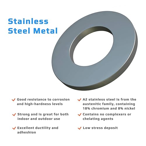 M4 Rondella Piatte Penny in Acciaio Inossidabile A2 (quantità da 25) Rondelle Piane Larghe in Acciaio Inossidabile per Viti - Certificato Standart ISO 7089 DIN 125 M4 (4.3mm x 9mm) - Honorern