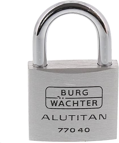 Lucchetto Burg-Wächter, lucchetto con chiave, spessore del gancio 3,7 mm, solida serratura in alluminio, interno antiruggine, temprato, titanio 770 HB 20 26 SB - Honorern