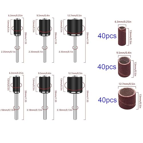 132 x Maniche da Levigatura per Levigatura a Accessori Dremel,Kit tamburi abrasivi Compreso 120 Pezzi nastri abrasivi e 12 Pezzi Mandrini del Tamburo,per levigatura fai da te - Honorern