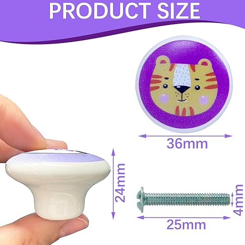 6PZ Pomelli per Mobili Bambini Animali Rotondi Pomelli Ceramica Maniglie per Mobili Pomelli Cucina Maniglie Armadio per Cassetti Comodino Cucina Cassettiere Soggiorno Stanza dei Bambini (B) - Honorern